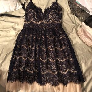 Navy and cream dress
